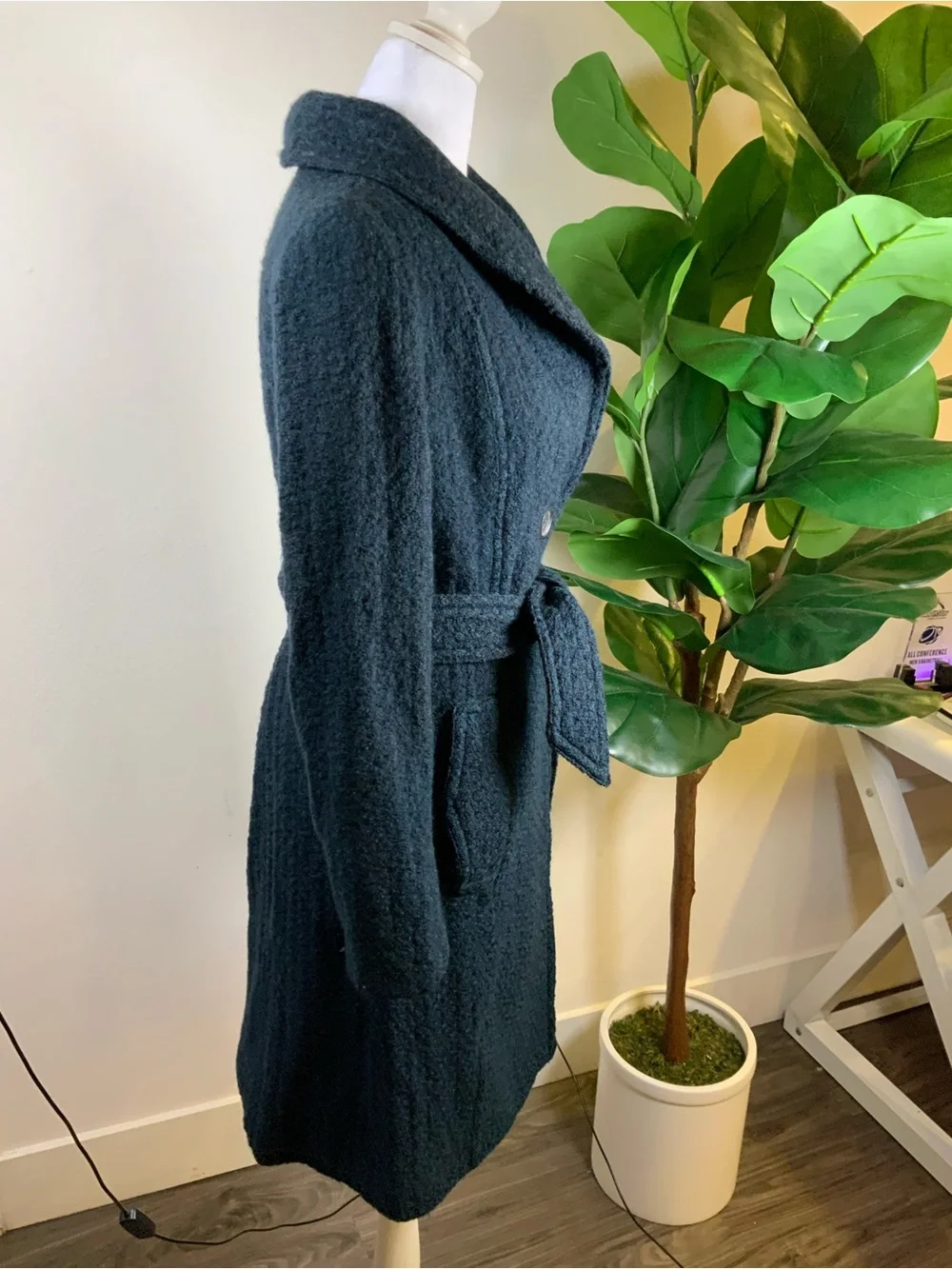 Banana Republic Dark Teal Shawl Collar Belted Trench Coat